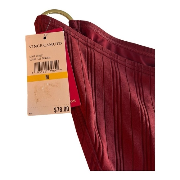 Vince Camuto Ring-accent Rib Knit Jersey Bikini Bottom in Sangria Size Medium - Picture 9 of 12